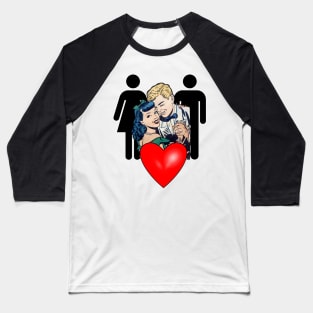 Blond boy's red heart with brunette girlfriend Baseball T-Shirt